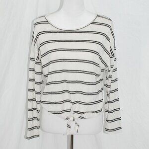 Free Market by Flying Tomato Womens Small Sweater Tie Front Black White Stripes